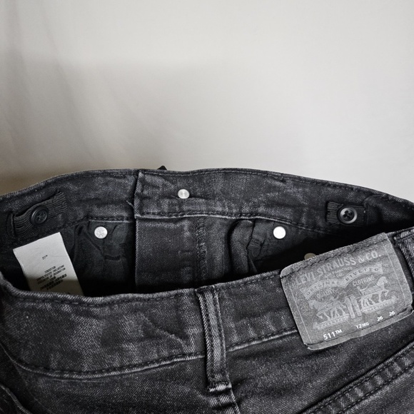 Boys Levis 511 Slim Straight Black Jeans Waist Adjusters Pockets Sz 12 Reg 26x26 - Picture 4 of 9